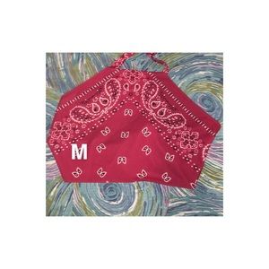 Red bandana pattern crop top